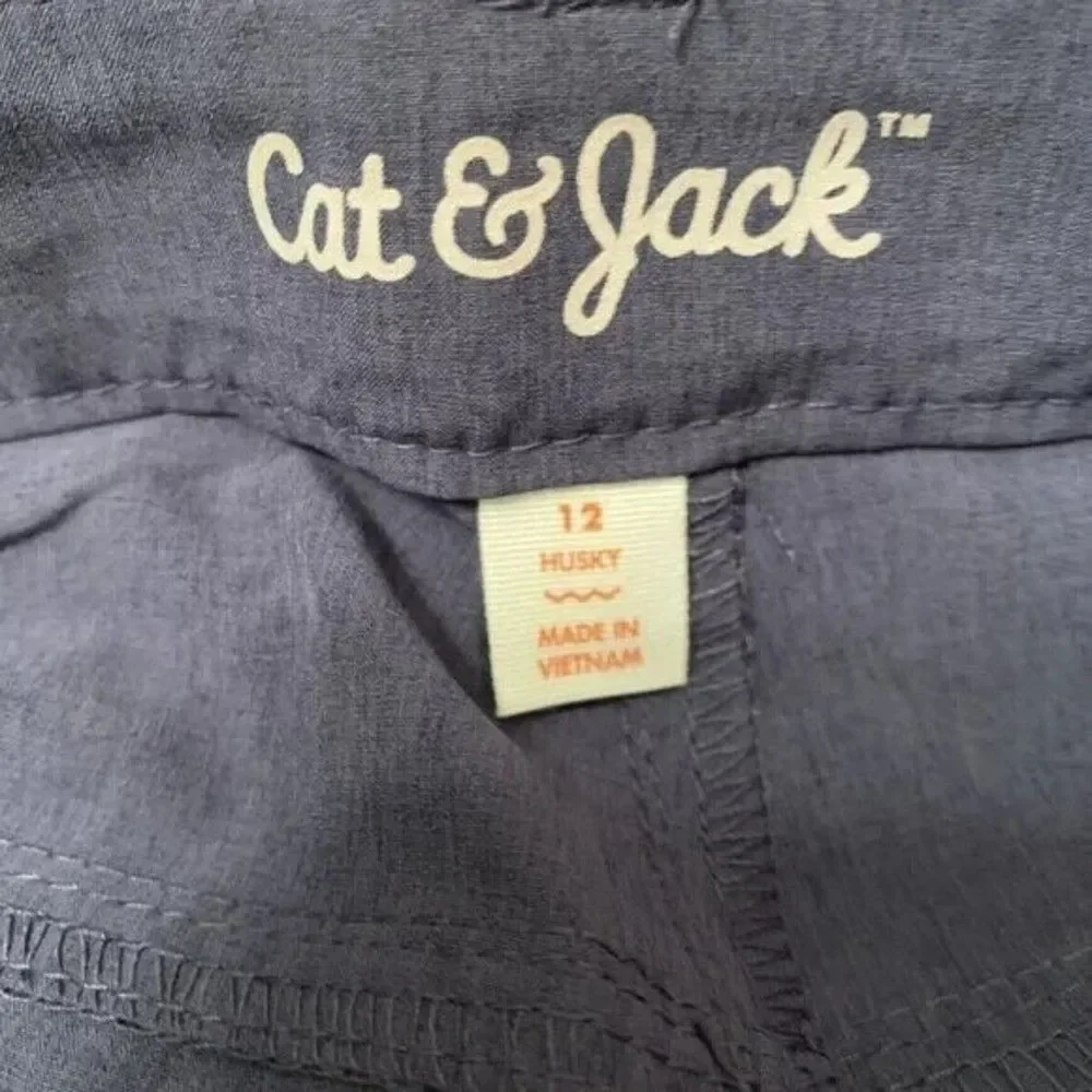 Cat & Jack Boys Quick Dry Chino Shorts Blue Button Zip w Pockets Size 12 Husky
